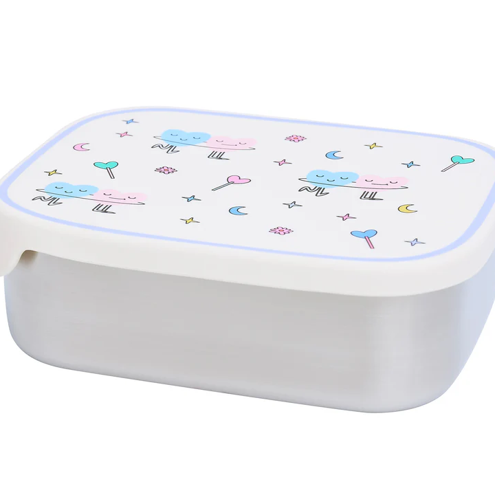 Śniadaniówka The Cotton Cloud Dancing Hearts – 1000 ml, miękka pokrywka, wyjmowana przegródka, uroczy design, idealny do szkoły / przedszkola, wzór: serduszka