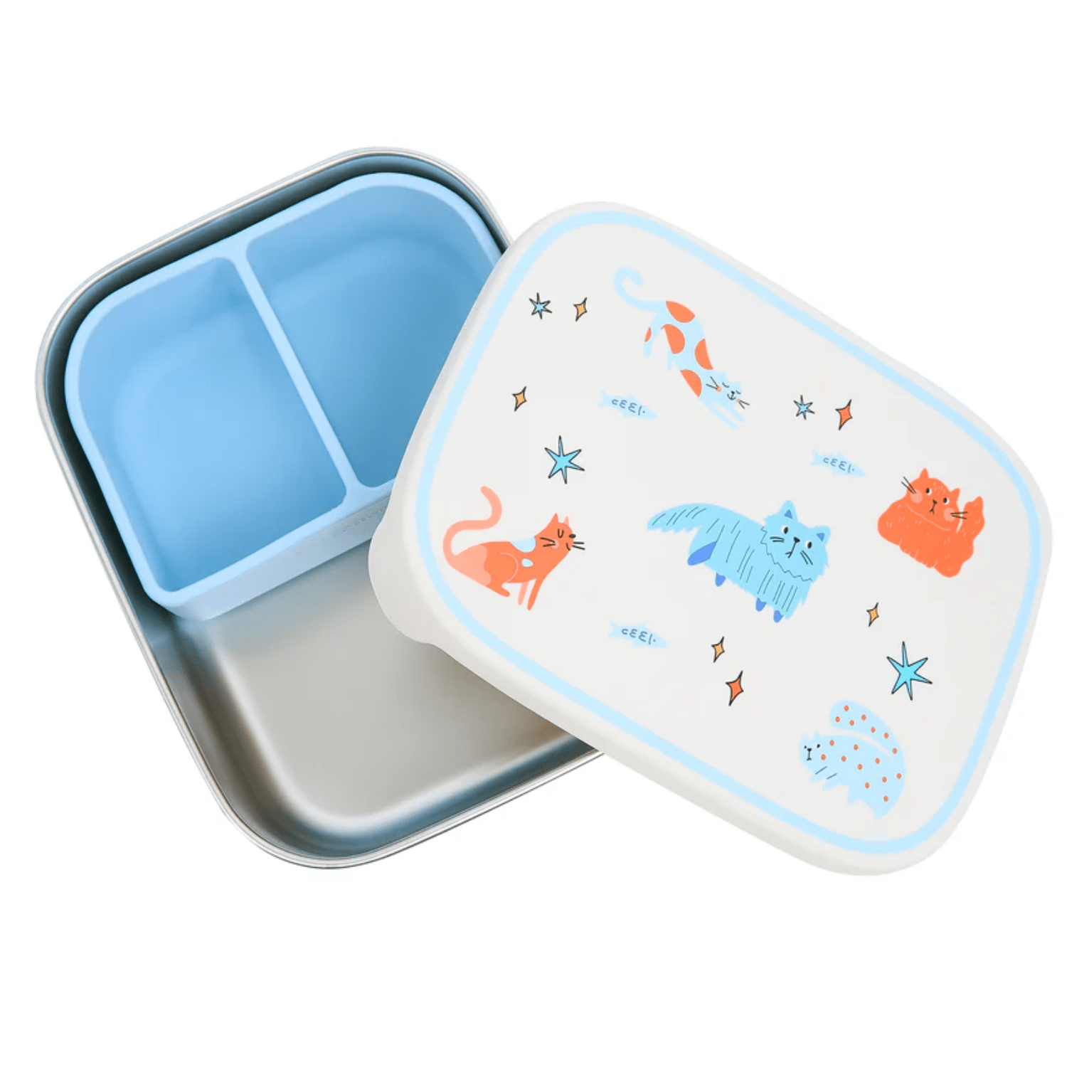 Śniadaniówka The Cotton Cloud Meowtiful Cats – 1000 ml, miękka pokrywka, wyjmowana przegródka, uroczy design, idealny do szkoły / przedszkola, wzór: kotki