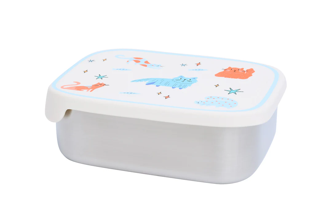 Śniadaniówka The Cotton Cloud Meowtiful Cats – 1000 ml, miękka pokrywka, wyjmowana przegródka, uroczy design, idealny do szkoły / przedszkola, wzór: kotki