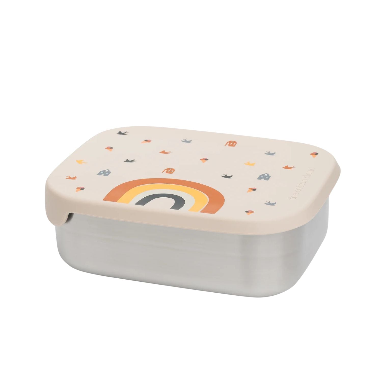 Śniadaniówka The Cotton Cloud Rainbow – 1000 ml, miękka pokrywka, przegródka, uroczy design, idealny do szkoły / przedszkola, wzór: tęcza