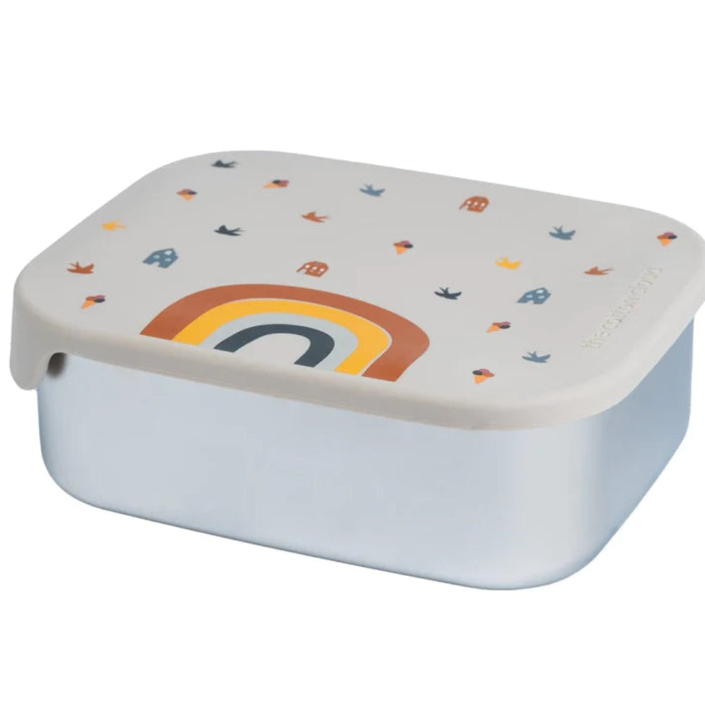 Śniadaniówka The Cotton Cloud Rainbow – 1000 ml, miękka pokrywka, przegródka, uroczy design, idealny do szkoły / przedszkola, wzór: tęcza