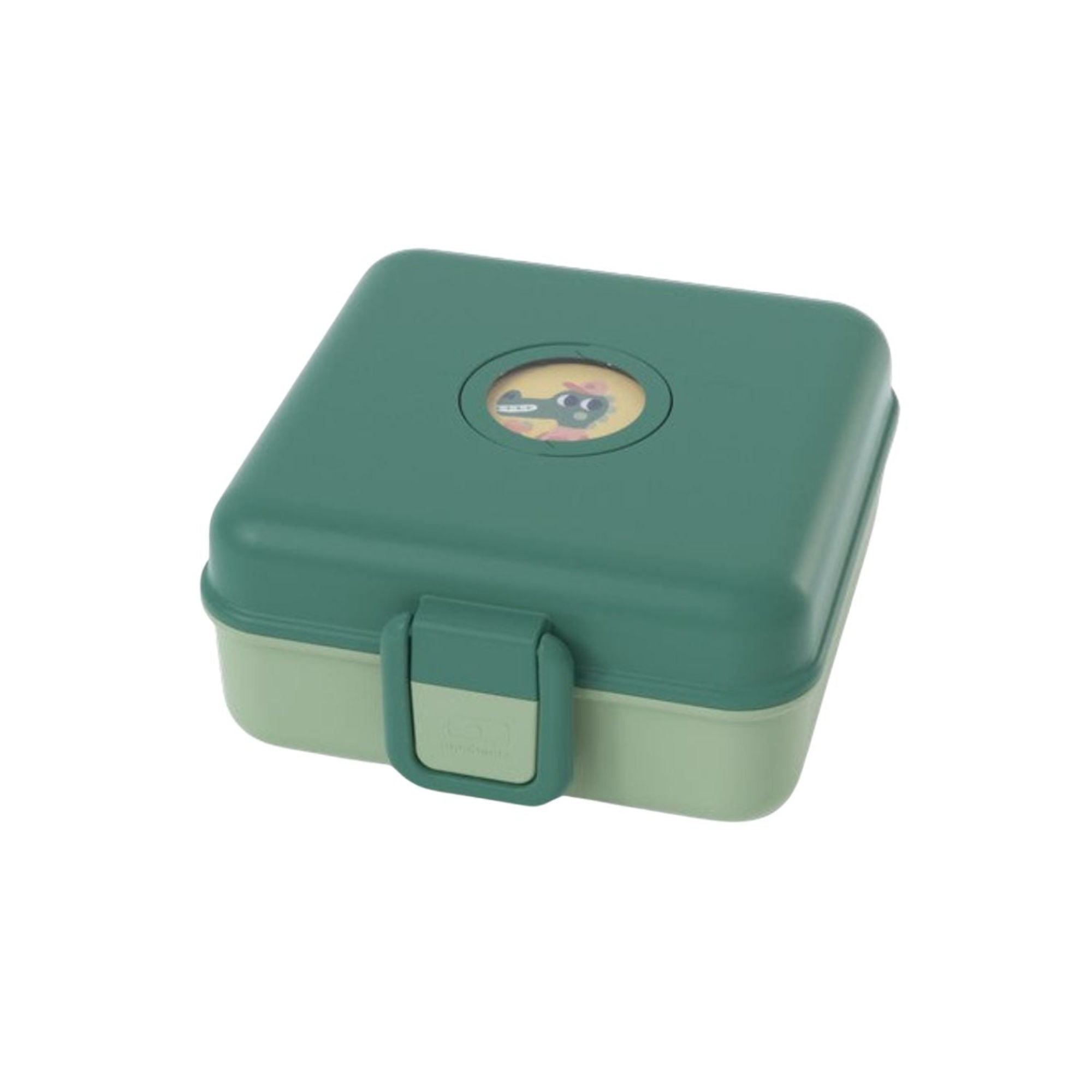 Lunchbox Monbento Snacky Forest – lekki, szczelny i bez BPA, z uchwytem, małym pojemniczkiem i sztućcami, kolor: zielony