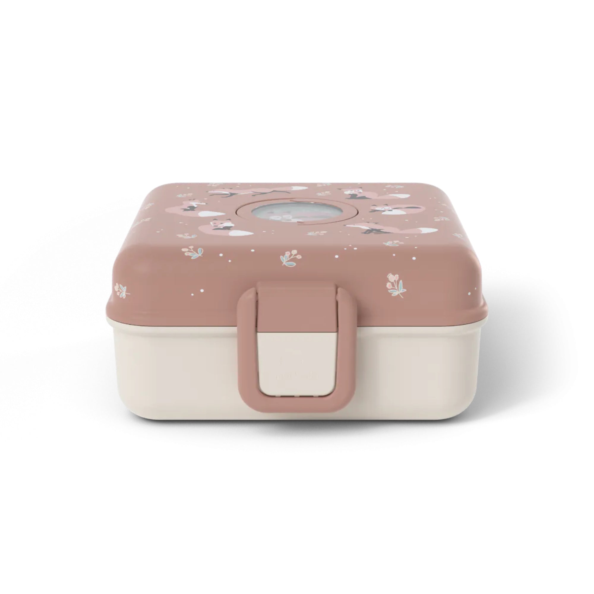 Lunchbox Monbento Snacky Fox – lekki, szczelny i bez BPA, z uchwytem, małym pojemniczkiem i sztućcami, wzór: lisy