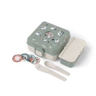 Lunchbox Monbento Snacky Racoon – lekki, szczelny i bez BPA, z uchwytem, małym pojemniczkiem i sztućcami, wzór: szop