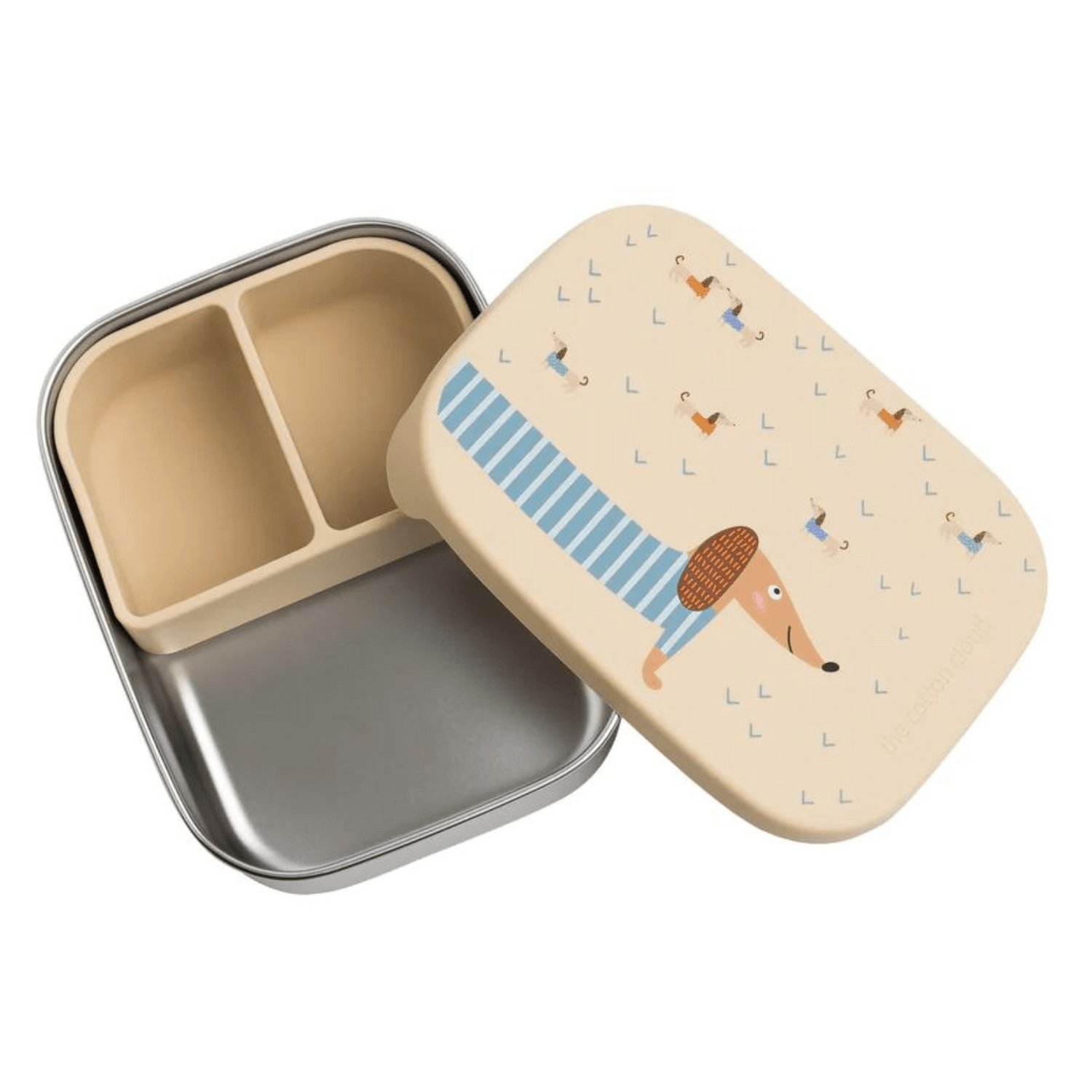 Śniadaniówka The Cotton Cloud Teckel – 1000 ml, miękka pokrywka, wyjmowana przegródka, uroczy design, idealny do szkoły / przedszkola, wzór: jamnik