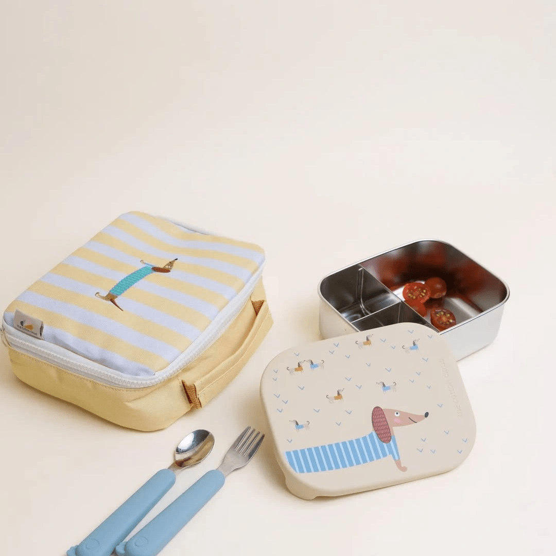 Śniadaniówka The Cotton Cloud Teckel – 1000 ml, miękka pokrywka, wyjmowana przegródka, uroczy design, idealny do szkoły / przedszkola, wzór: jamnik