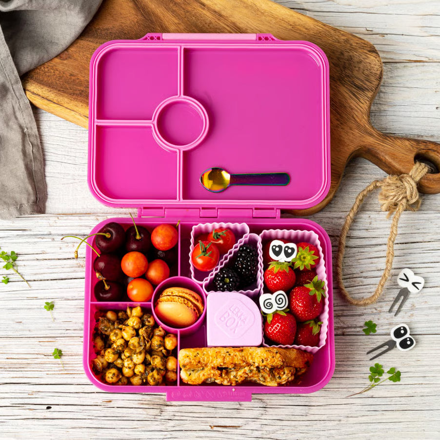 Lekkabox Classic Berry – lekka śniadaniówka z 4 przegródkami, szczelna i bez BPA, idealna do szkoły, przedszkola i pracy.