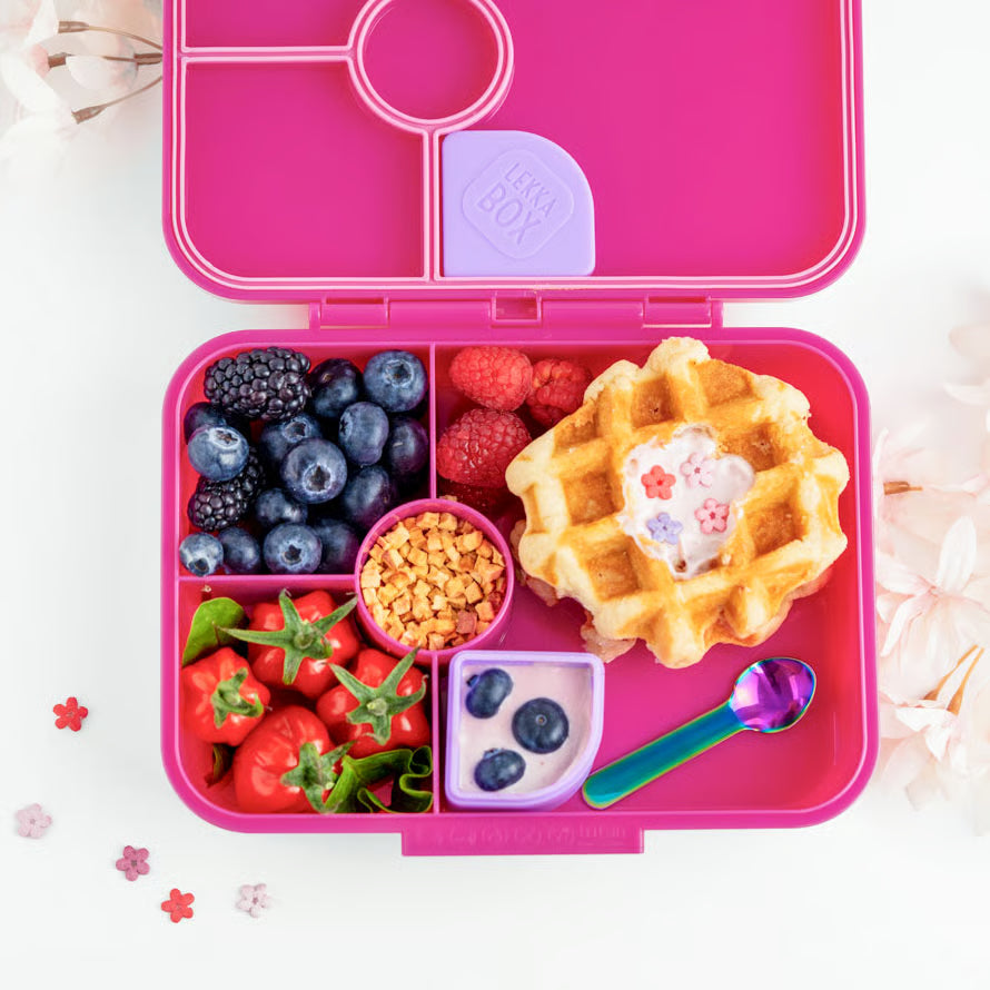 Lekkabox Classic Berry – lekka śniadaniówka z 4 przegródkami, szczelna i bez BPA, idealna do szkoły, przedszkola i pracy.
