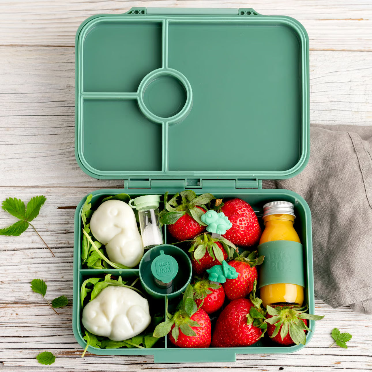 Lekkabox Classic Forest – lekka śniadaniówka z 4 przegródkami, szczelna i bez BPA, idealna do szkoły, przedszkola i pracy.