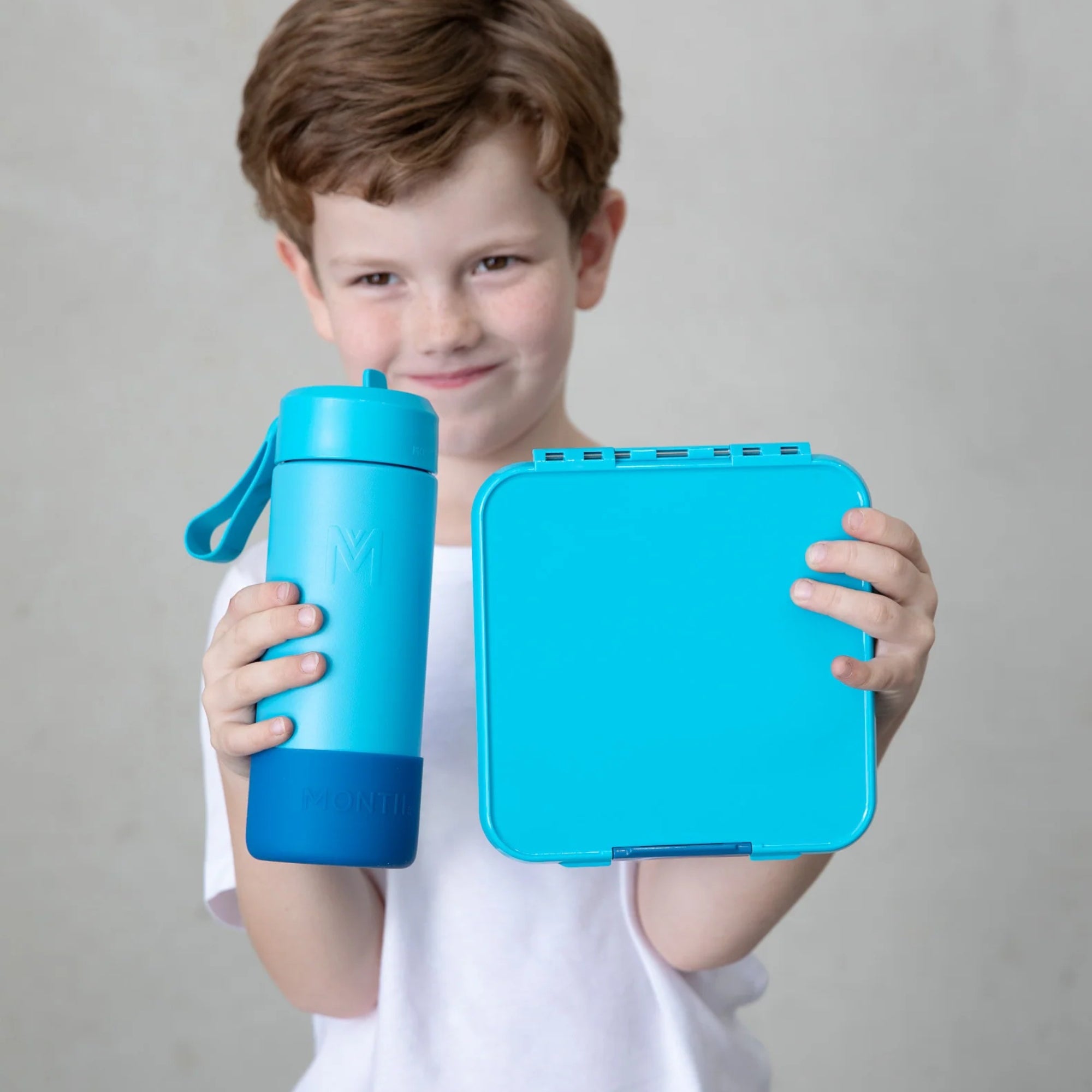 LunchBox MontiiCo Coastal – 3 przegrody, szczelny, lekki i idealny na śniadanie do szkoły lub przedszkola, kolor: niebieski
