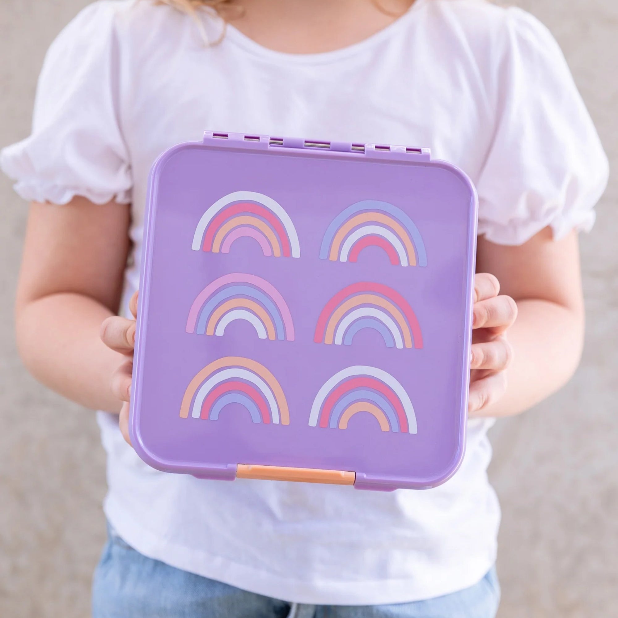 LunchBox MontiiCo Rainbow Roller – 3 przegrody, szczelny, lekki i idealny na śniadanie do szkoły lub przedszkola, wzór: tęcza