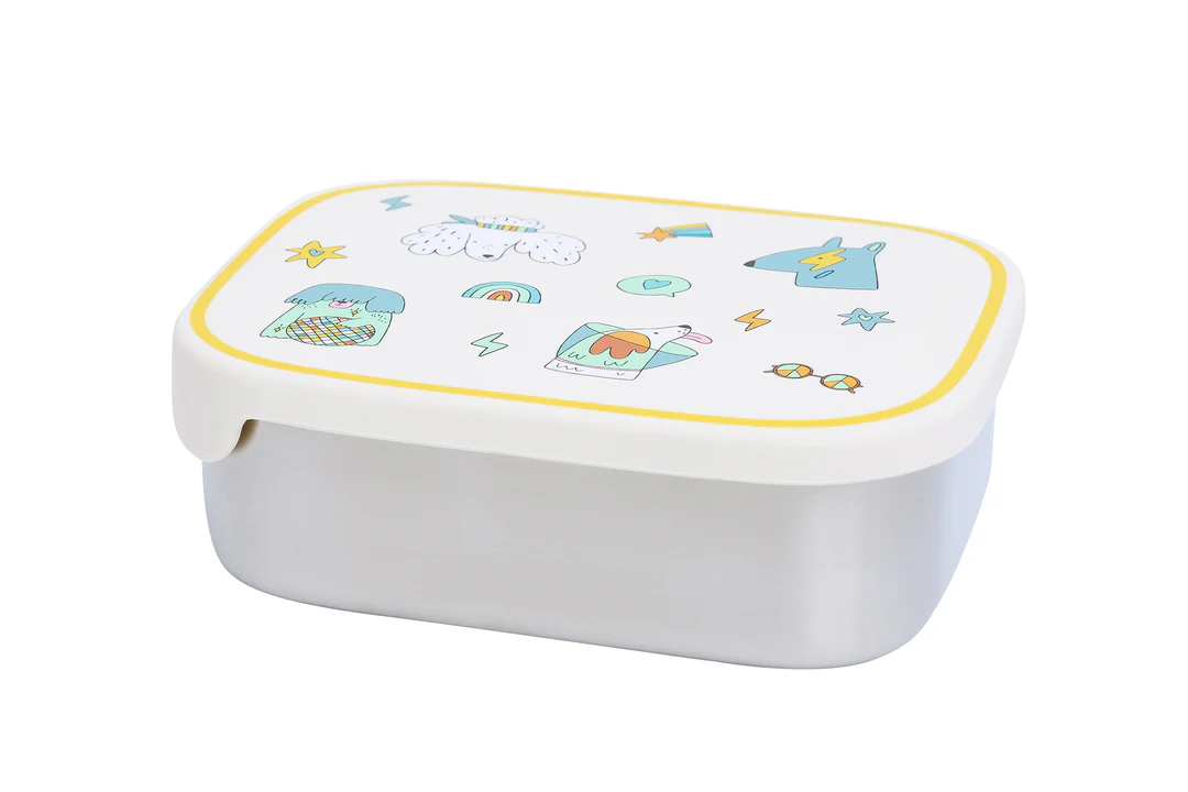 Śniadaniówka The Cotton Cloud Funky Dogs – 1000 ml, miękka pokrywka, wyjmowana przegródka, uroczy design, idealny do szkoły / przedszkola, wzór: pieski