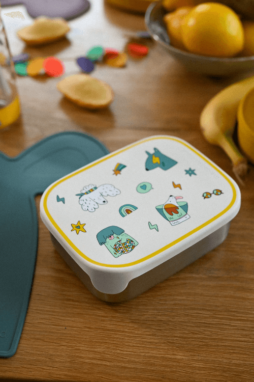 Śniadaniówka The Cotton Cloud Funky Dogs – 1000 ml, miękka pokrywka, wyjmowana przegródka, uroczy design, idealny do szkoły / przedszkola, wzór: pieski