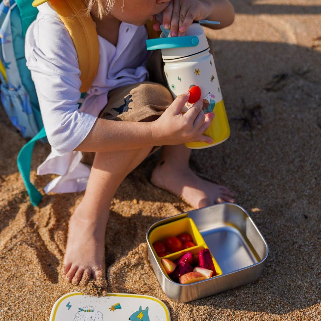 Śniadaniówka The Cotton Cloud Funky Dogs – 1000 ml, miękka pokrywka, wyjmowana przegródka, uroczy design, idealny do szkoły / przedszkola, wzór: pieski