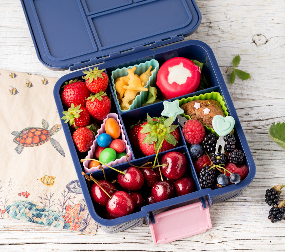 Lekkabox Picks – zestaw widelczyków ze stali nierdzewnej, silikonowe ozdobne końcówki, bezpieczne, wielorazowe, łatwe w czyszczeniu