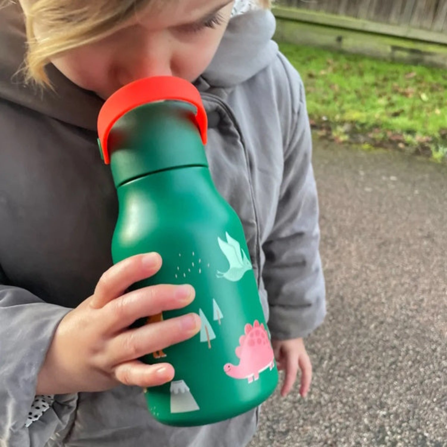 Bidon dla dzieci Lund London Dino – stal nierdzewna, 400 ml, idealny dla malucha