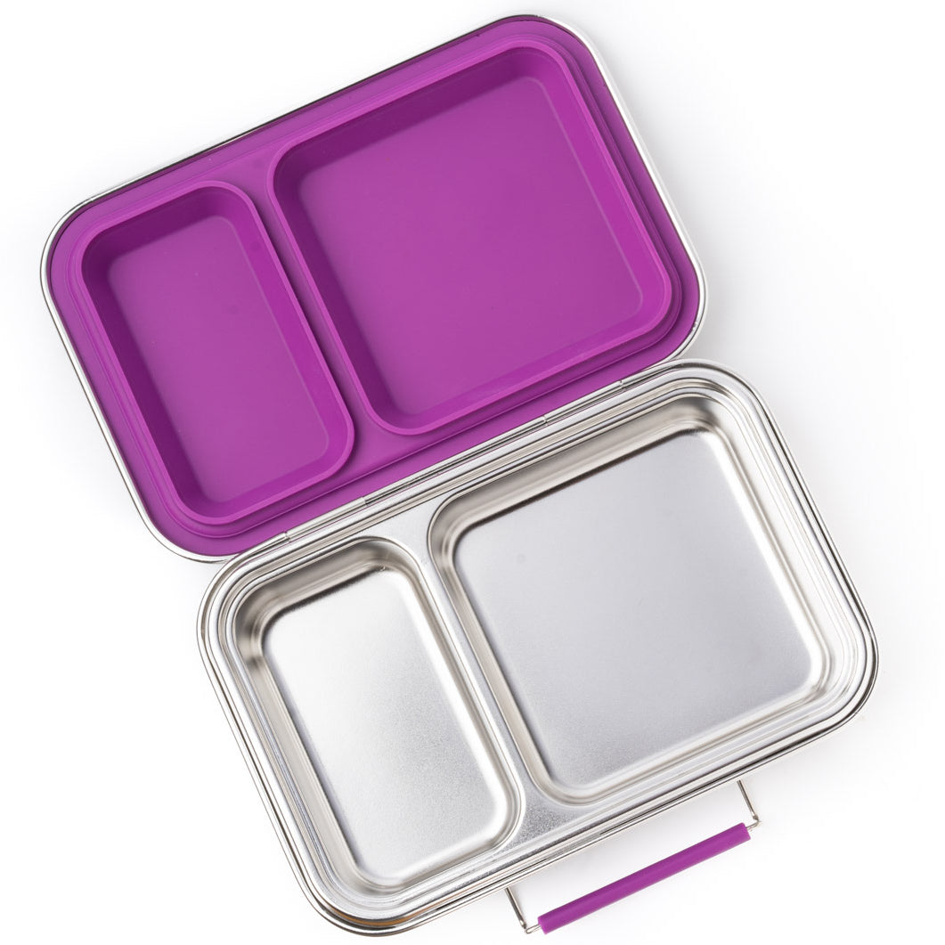 LEKKABOX® Duo Petrol – różowy lunchbox 750 ml z 2 szczelnymi komorami, stal nierdzewna, kompatybilny z foremkami bento, łatwy w czyszczeniu