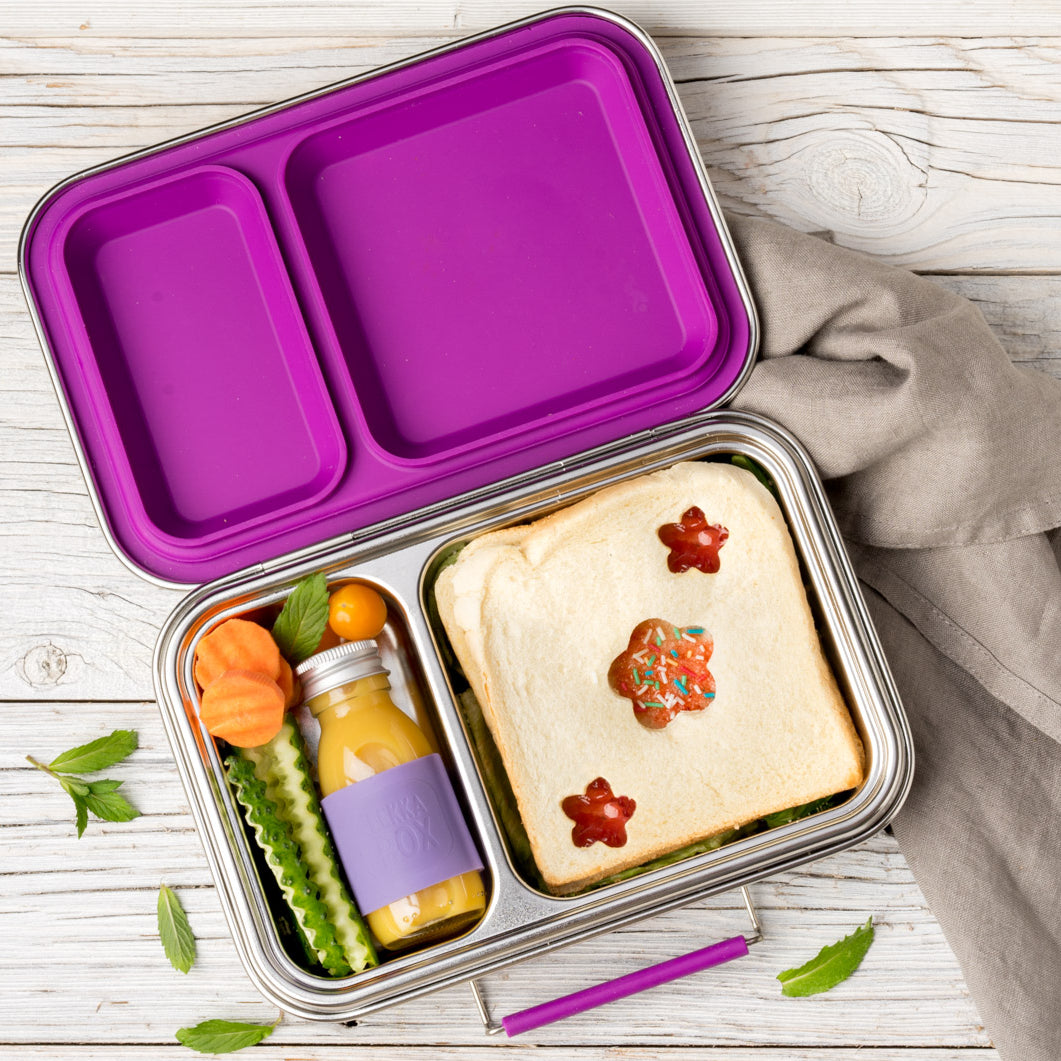 LEKKABOX® Duo Petrol – różowy lunchbox 750 ml z 2 szczelnymi komorami, stal nierdzewna, kompatybilny z foremkami bento, łatwy w czyszczeniu