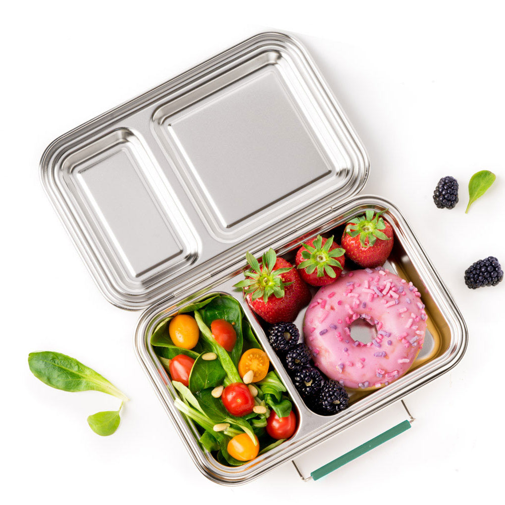 LEKKABOX® Duo Petrol – zielony lunchbox 750 ml z 2 szczelnymi komorami, stal nierdzewna, kompatybilny z foremkami bento, łatwy w czyszczeniu