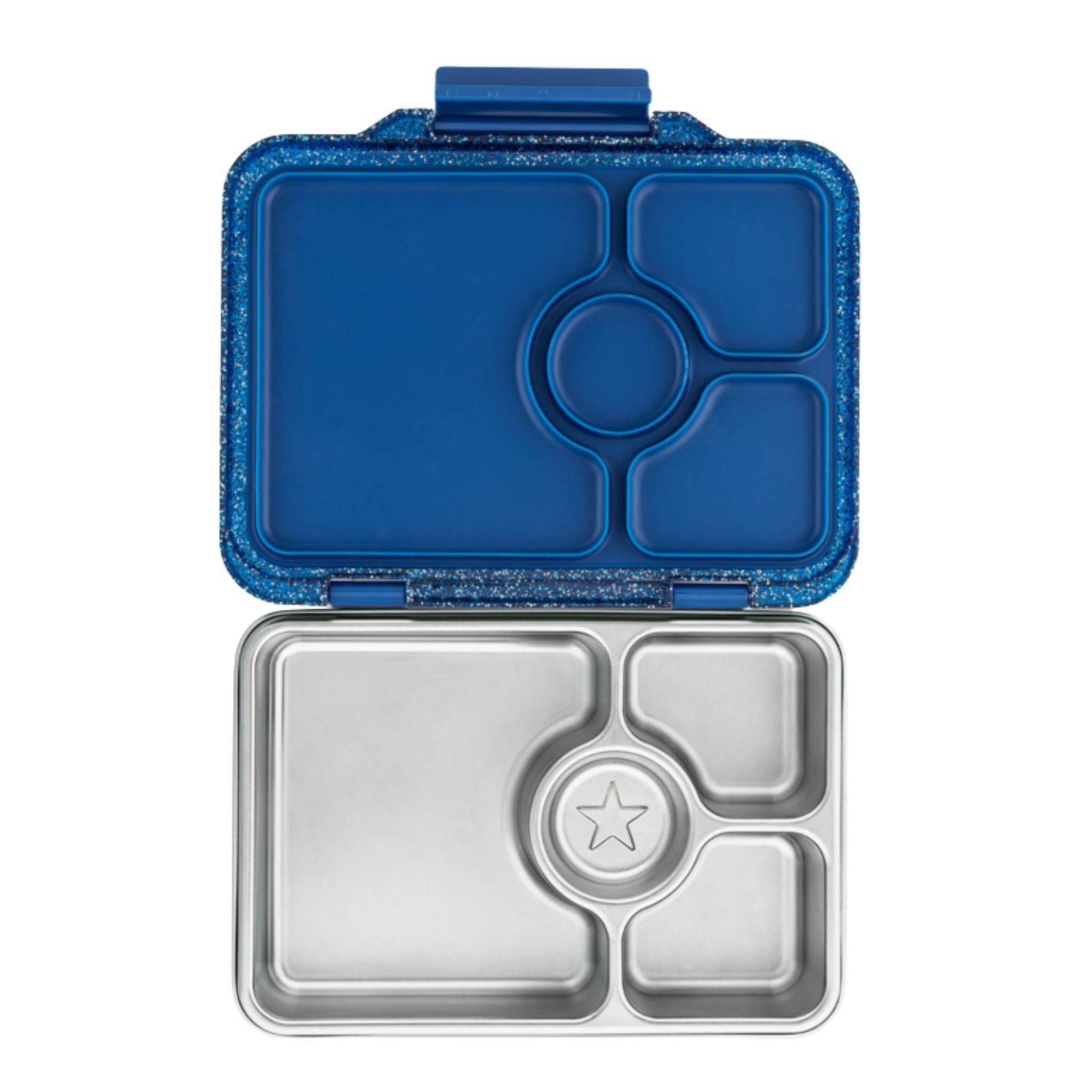 Yumbox Pret Twilight Blue Glitter – stylowy, szczelny lunchbox ze stali nierdzewnej, idealny na codzienne posiłki, kolor: granatowy/brokatowy