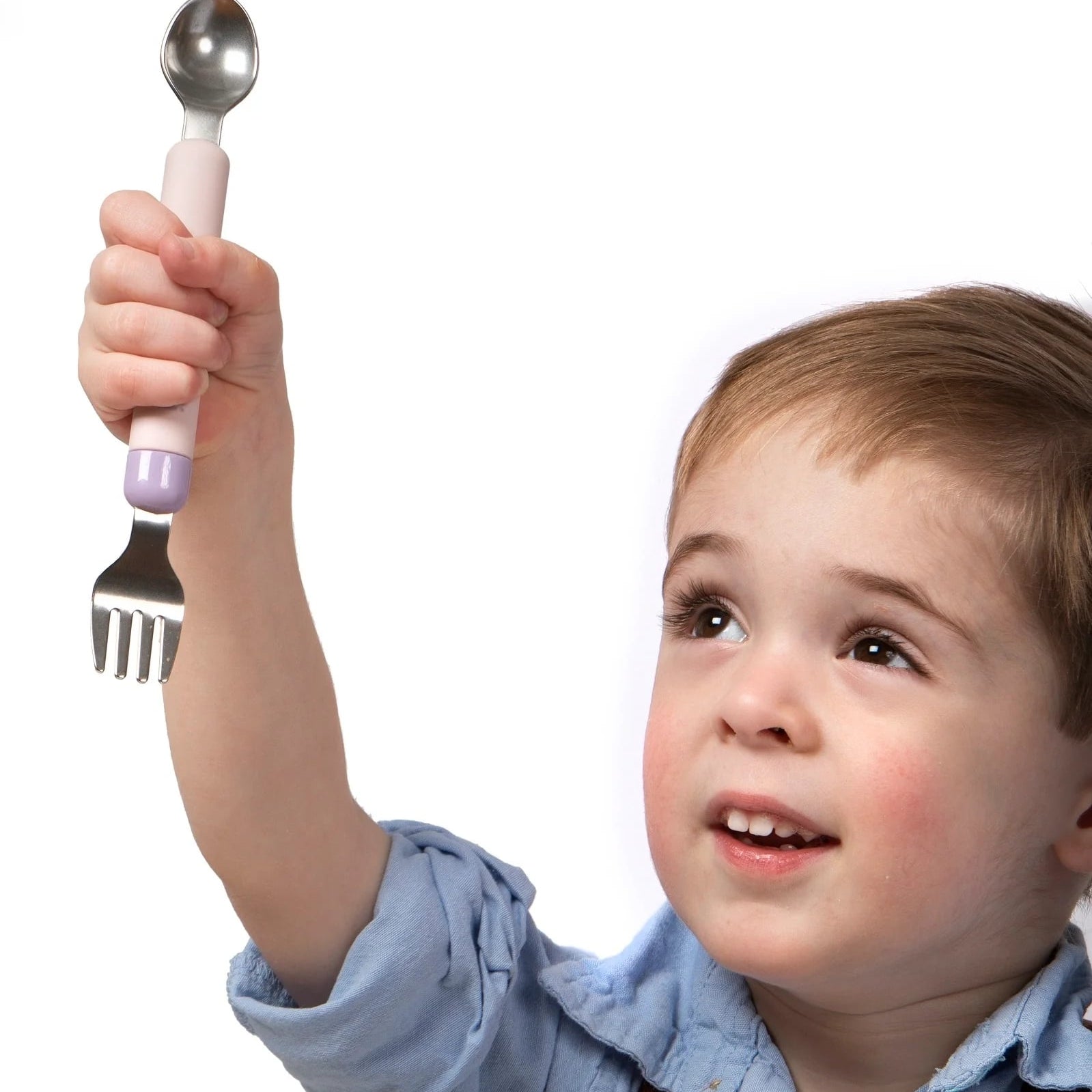 Stalowy łyżkowidelec Spork On The Go Melii - stal nierdzewna, używane razem lub osobno, zaokrąglone ząbki widelca, bezpieczne dla dzieci, higieniczne etui, kolor: różowy/fioletowy