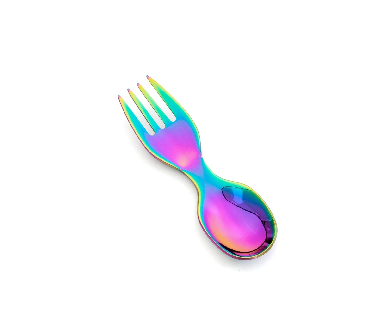 LEKKABOX SPORK RAINBOW – mały łyżkowidelec do jogurtu, dipów i musów, trwała stal, bez BPA, kolorowy i łatwy do zabrania w podróż