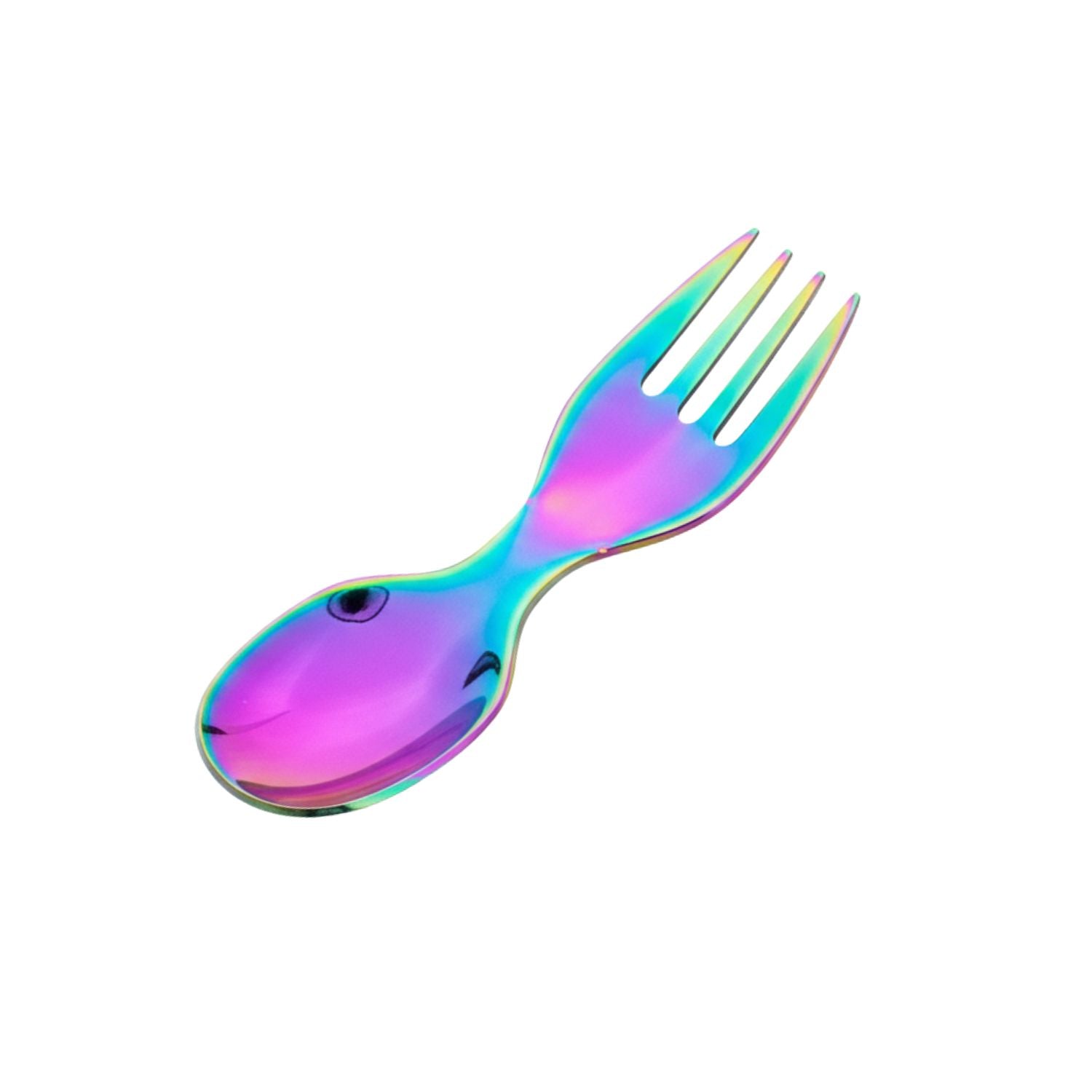 LEKKABOX SPORK RAINBOW – mały łyżkowidelec do jogurtu, dipów i musów, trwała stal, bez BPA, kolorowy i łatwy do zabrania w podróż