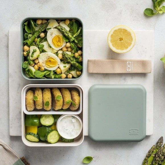 Monbento Square Natural Green – bento box nadający się do zamrażalnika i mikrofali