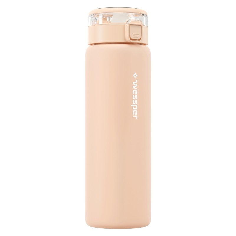 Wessper ActiveMax Glass 680 ml Beige – szklana butelka filtrująca, filtr węglowy, szkło borokrzemowe, ekologiczna, stylowa, bez BPA, kolor: beżowa