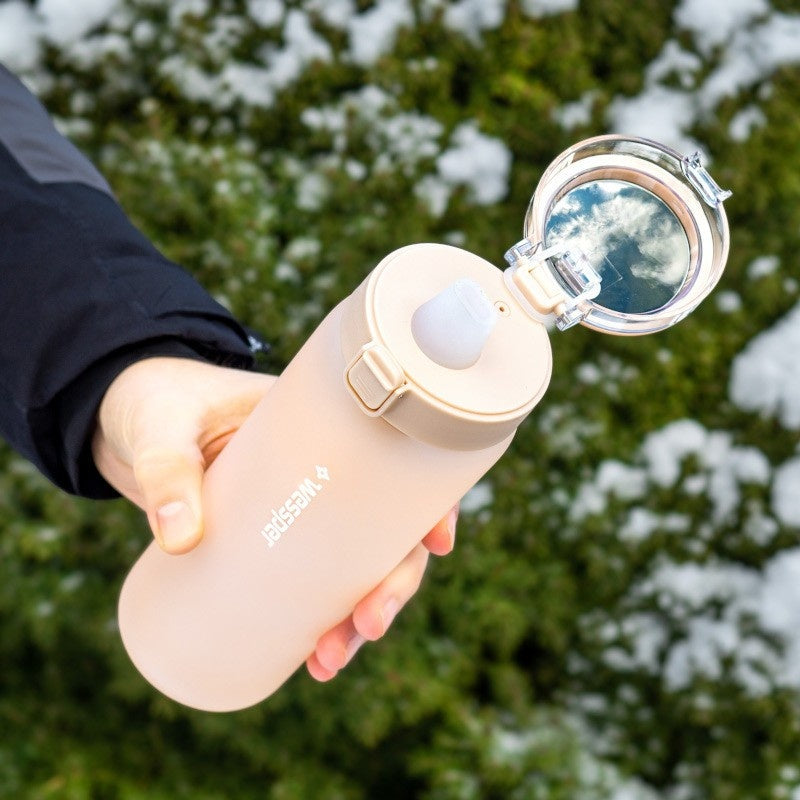 Wessper ActiveMax Glass 680 ml Beige – szklana butelka filtrująca, filtr węglowy, szkło borokrzemowe, ekologiczna, stylowa, bez BPA, kolor: beżowa