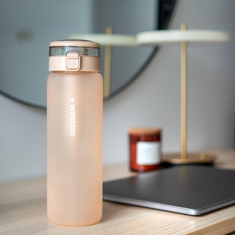 Wessper ActiveMax Glass 680 ml Beige – szklana butelka filtrująca, filtr węglowy, szkło borokrzemowe, ekologiczna, stylowa, bez BPA, kolor: beżowa