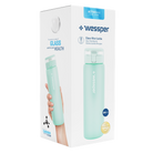 Wessper ActiveMax Glass 680 ml Mint – szklana butelka filtrująca, filtr węglowy, szkło borokrzemowe, ekologiczna, stylowa, bez BPA, kolor: zielona