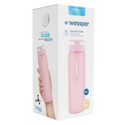 Wessper ActiveMax Glass 680 ml Pink – szklana butelka filtrująca, filtr węglowy, szkło borokrzemowe, ekologiczna, stylowa, bez BPA, kolor: różowa