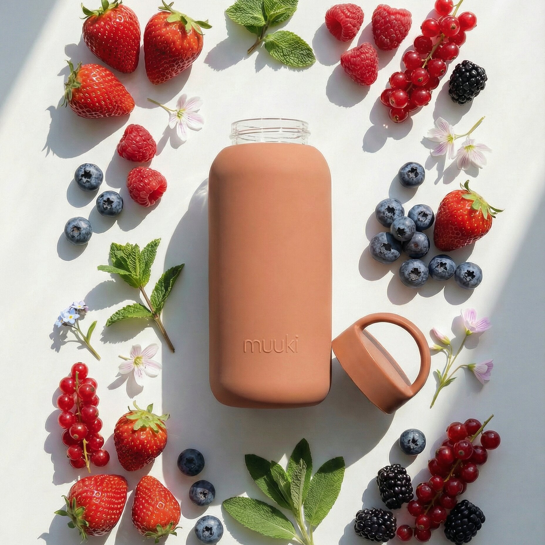 Muuki Daily Bottle Canyon Clay – butelka motywacyjna ze szkła borokrzemowego