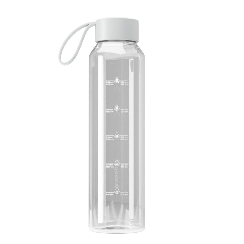Wessper B1 Borosilicate szklana butelka motywacyjna – szkło borokrzemowe, szczelna, BPA free, miarka godzinowa, do zimnych i gorących napojów.