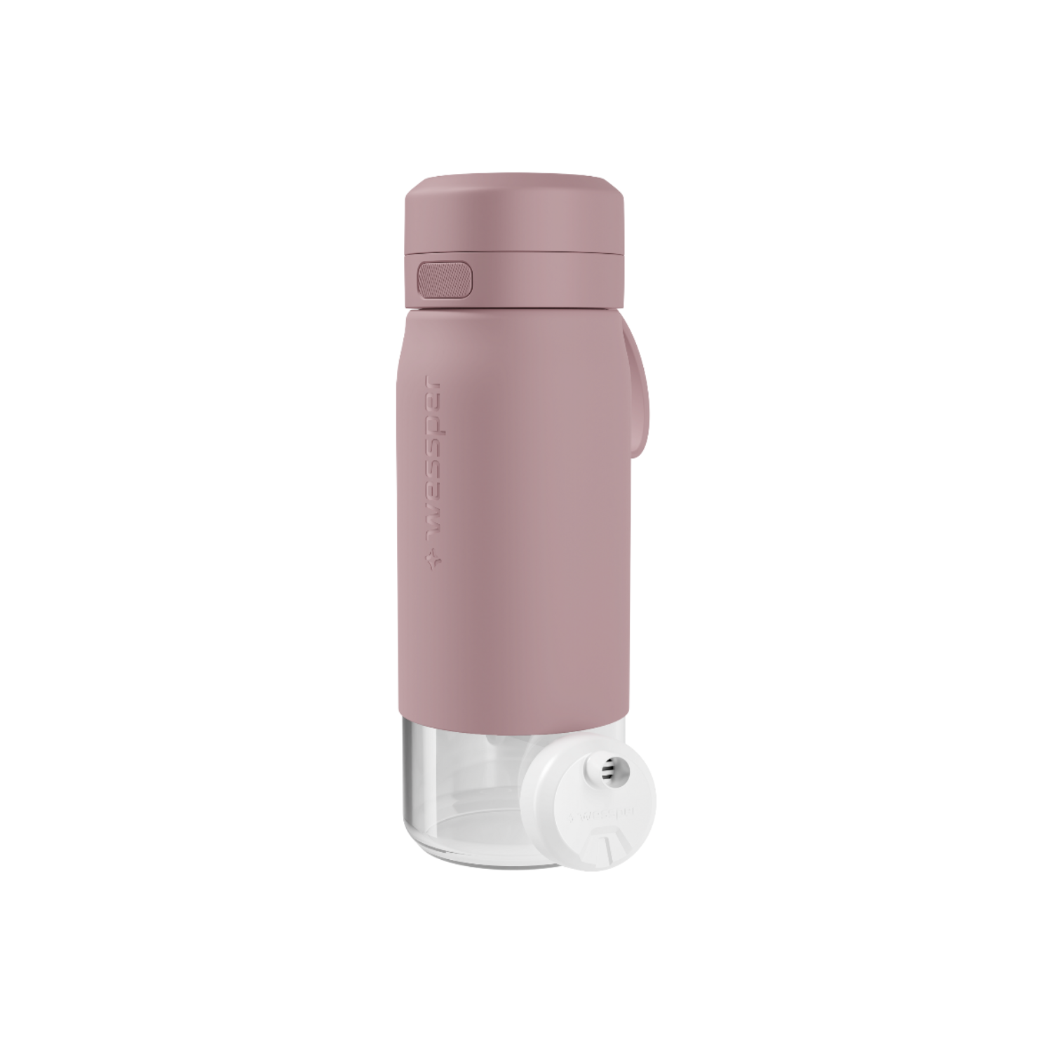 Wessper Actitex™ Glass 500 ml Pink – szklana butelka filtrująca ze szkła borokrzemowego, filtr Actitex™, bez BPA, ekologiczna i szczelna, kolor: różowa
