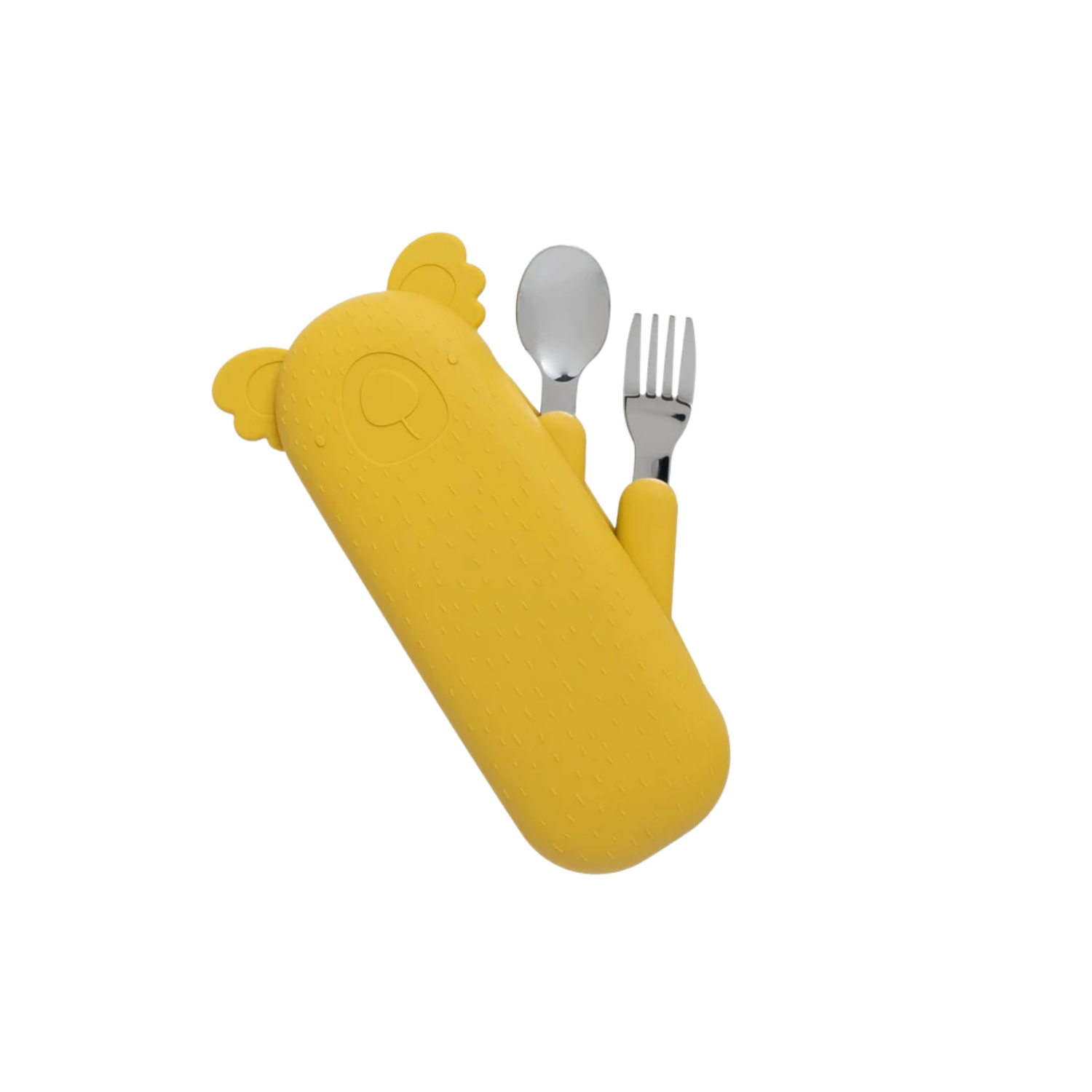 Kolorowy zestaw sztućców The Cotton Cloud ze stali nierdzewnej z silikonowym etui – idealny do przedszkola, szkoły i na wycieczkę, wzór/kolor: koala/żółty