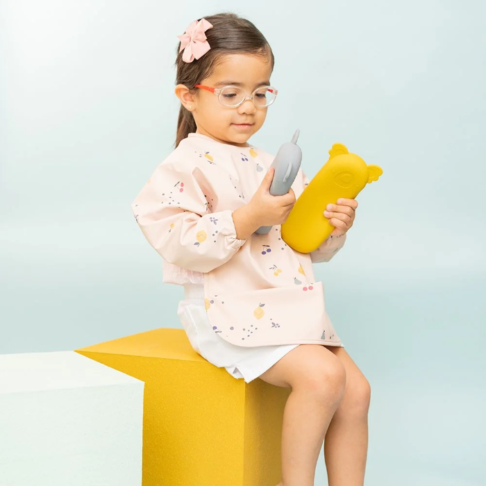 Kolorowy zestaw sztućców The Cotton Cloud ze stali nierdzewnej z silikonowym etui – idealny do przedszkola, szkoły i na wycieczkę, wzór/kolor: koala/żółty