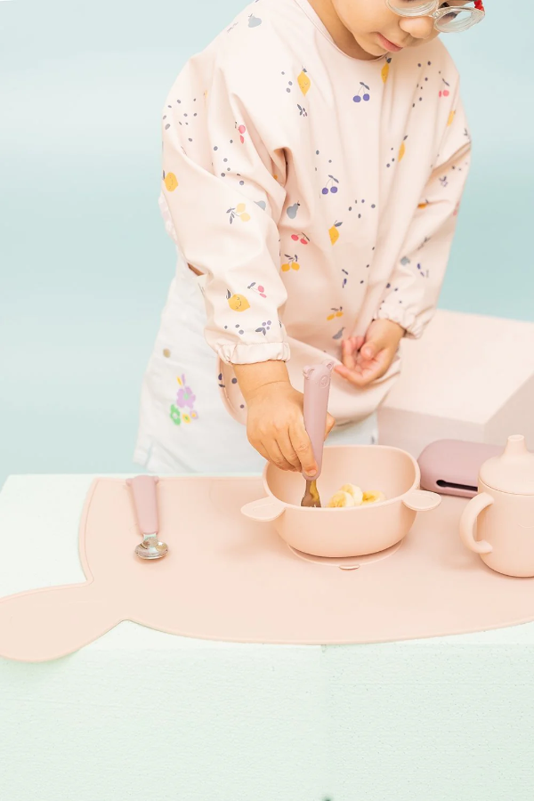 Kolorowy zestaw sztućców The Cotton Cloud ze stali nierdzewnej z silikonowym etui – idealny do przedszkola, szkoły i na wycieczkę, wzór/kolor: koala/różowy