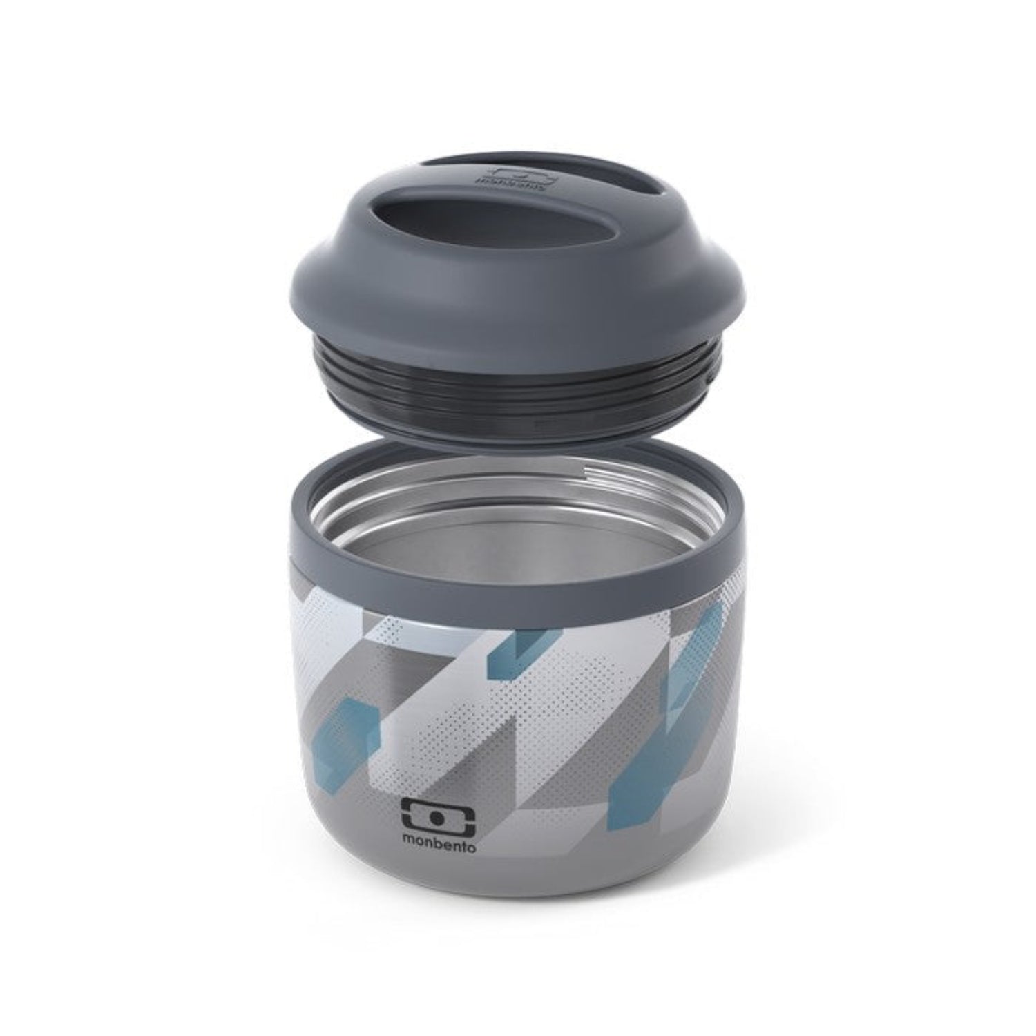 Monbento Element Graphic DImensions – termos obiadowy 550 ml. Utrzymuje ciepło do 10 h, 100% szczelny, stal nierdzewna 316. Idealny na zupy i obiady w podróży, kolor: szary