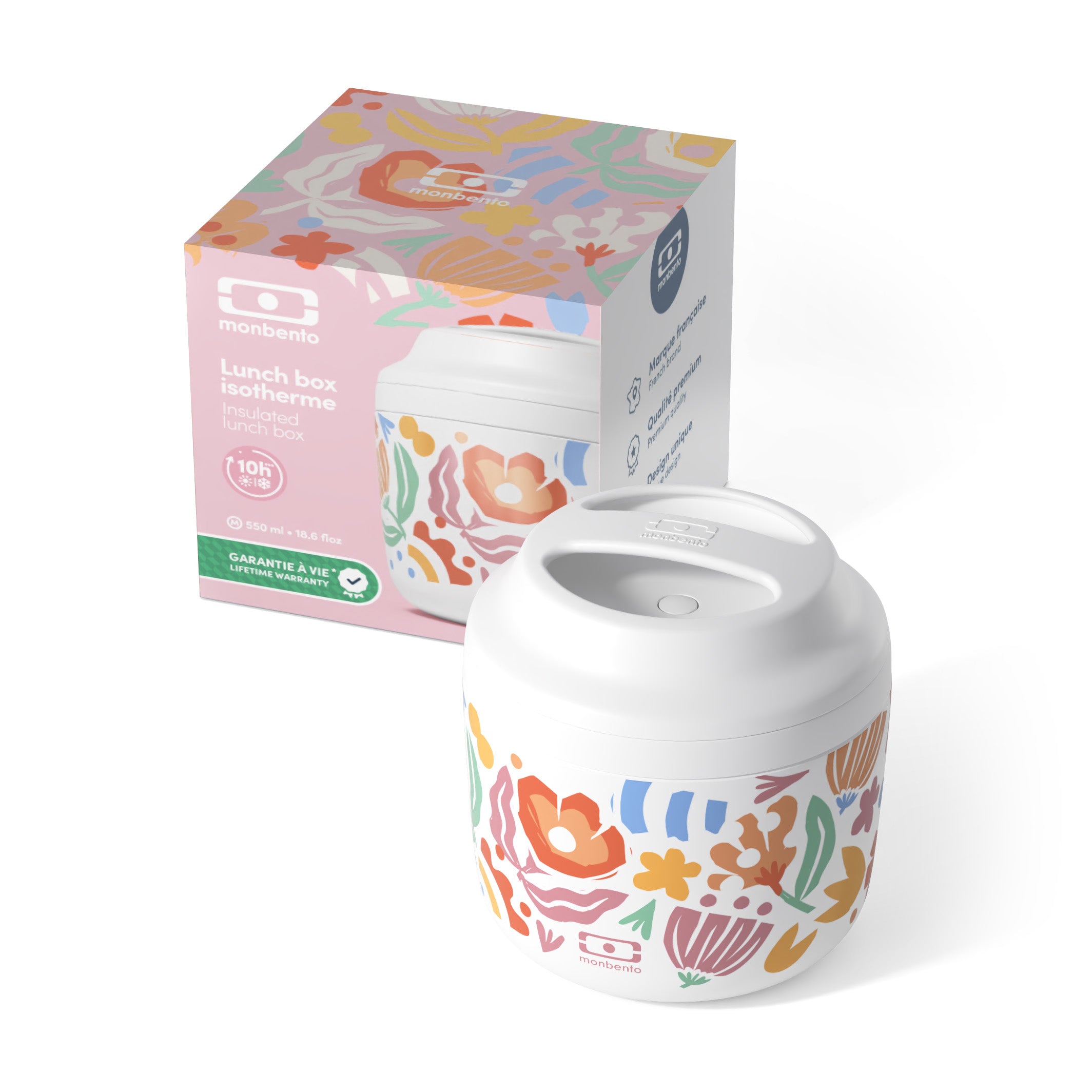 Monbento Element Papercut – termos obiadowy 550 ml. Utrzymuje ciepło do 10 h, 100% szczelny, stal nierdzewna 316. Idealny na zupy i obiady w podróży, kolor: kolorowy