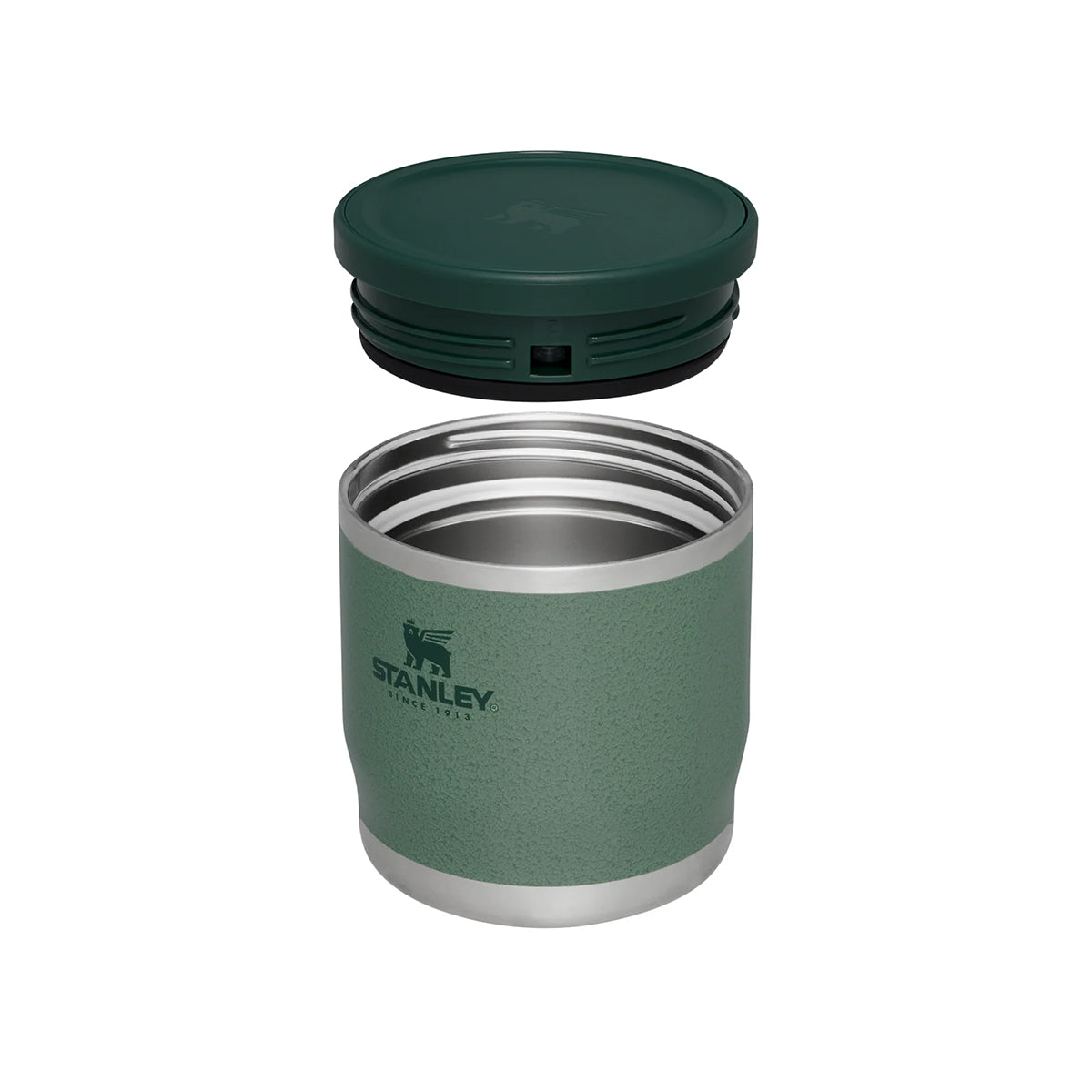 Zielony termos obiadowy Stanley Adventure Hammertone Green 350 ml – szeroki wlew i wygodne użytkowanie, stal nierdzewna, 100% szczelności, klasyczny design