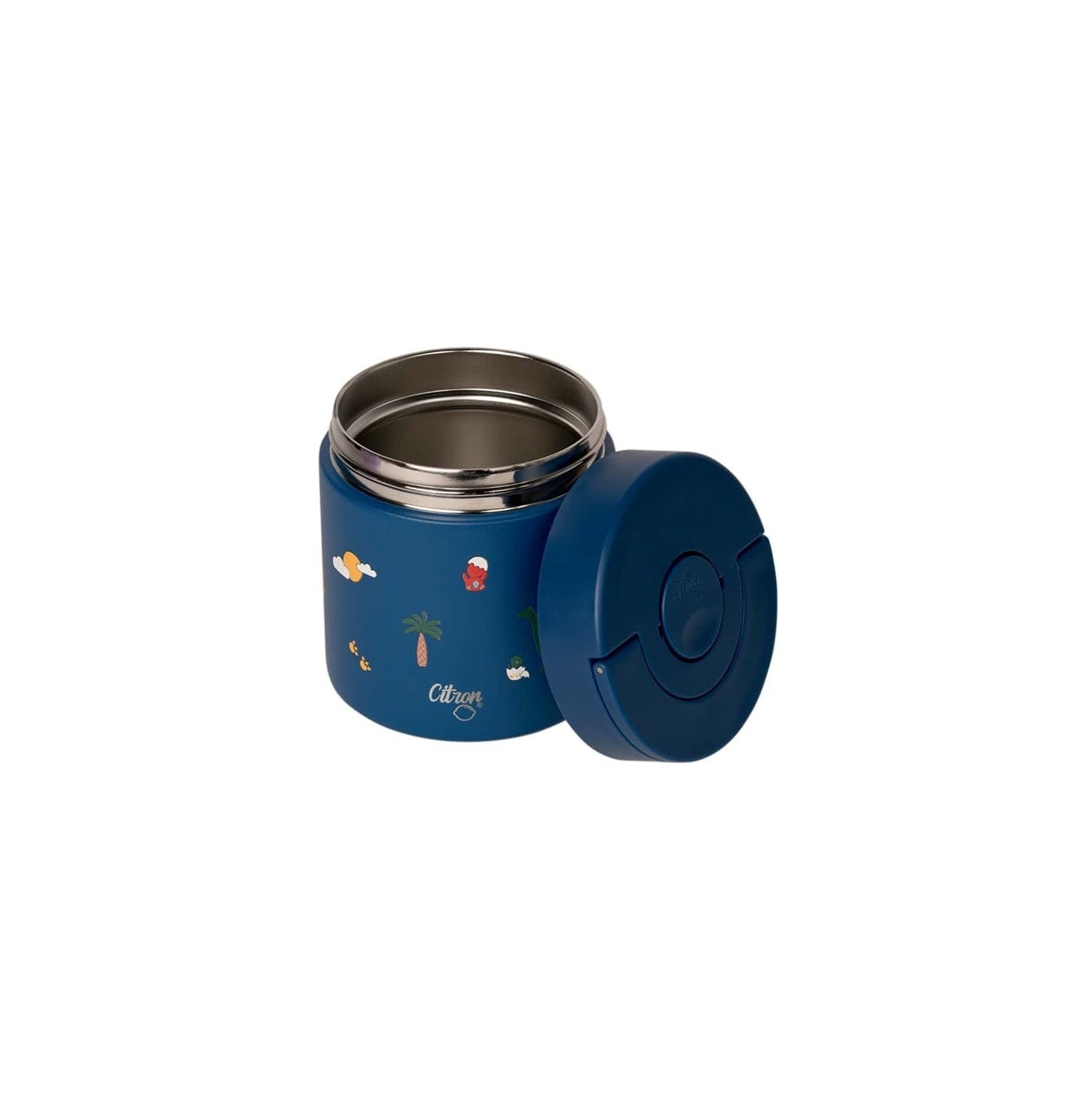 Termos obiadowy Citron Blue Dino 350 ml dla dzieci – stal nierdzewna, szczelny, bez BPA, ciepło do 6h, wzór: dinozaury
