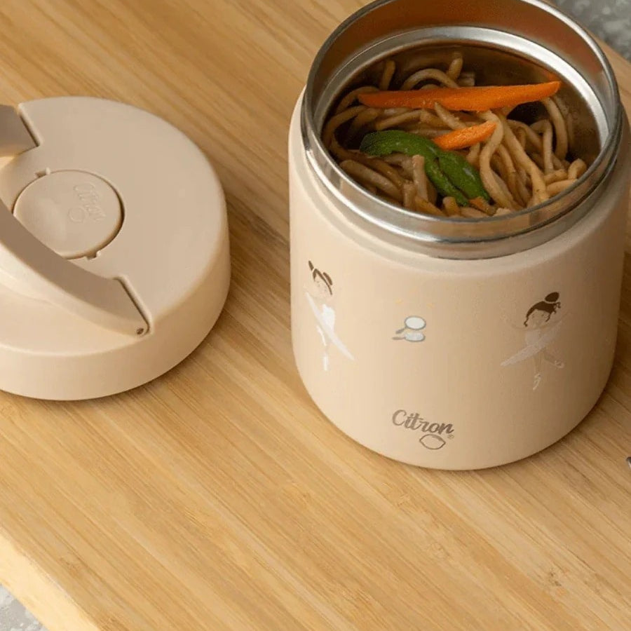 Termos obiadowy Citron Ballerina 350 ml dla dzieci – stal nierdzewna, szczelny, bez BPA, wzór baletnice, ciepło do 6h