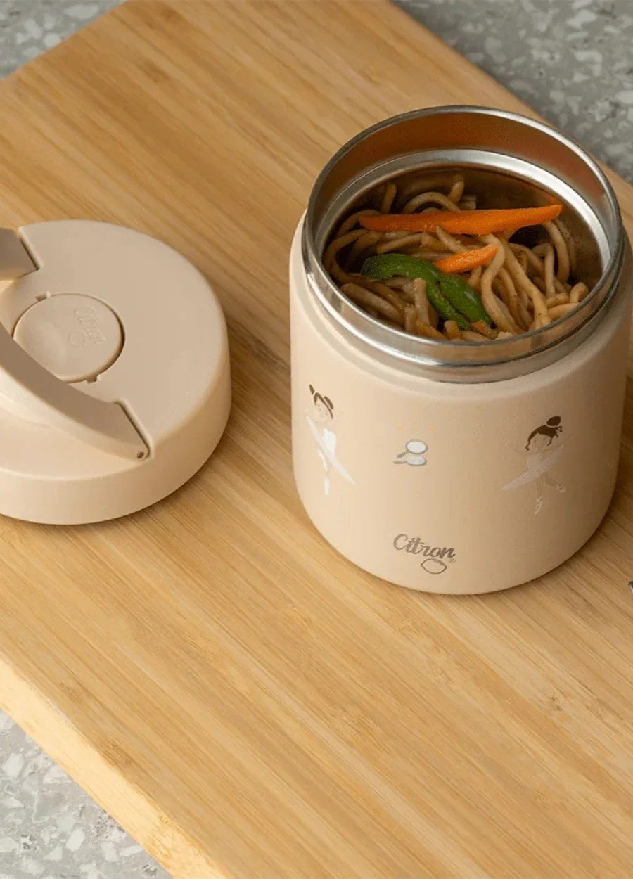 Termos obiadowy Citron Ballerina 350 ml dla dzieci – stal nierdzewna, szczelny, bez BPA, wzór baletnice, ciepło do 6h