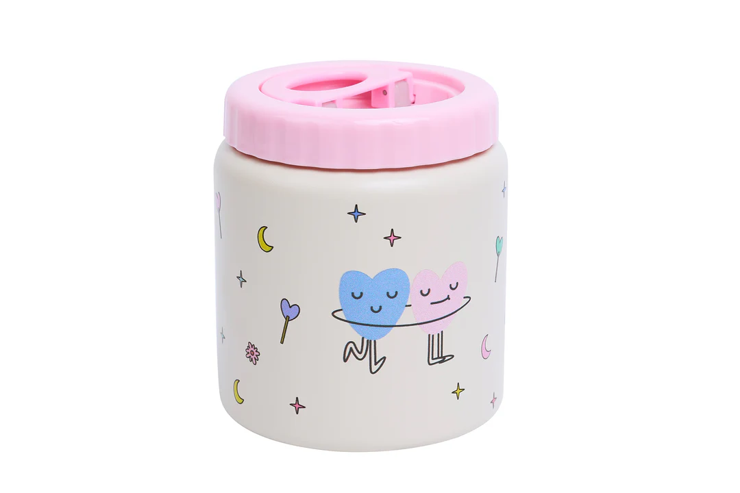 Termos obiadowy The Cotton Cloud – 500 ml, utrzymuje ciepło do 6 h, idealny do szkoły i przedszkola, wzór: serduszka