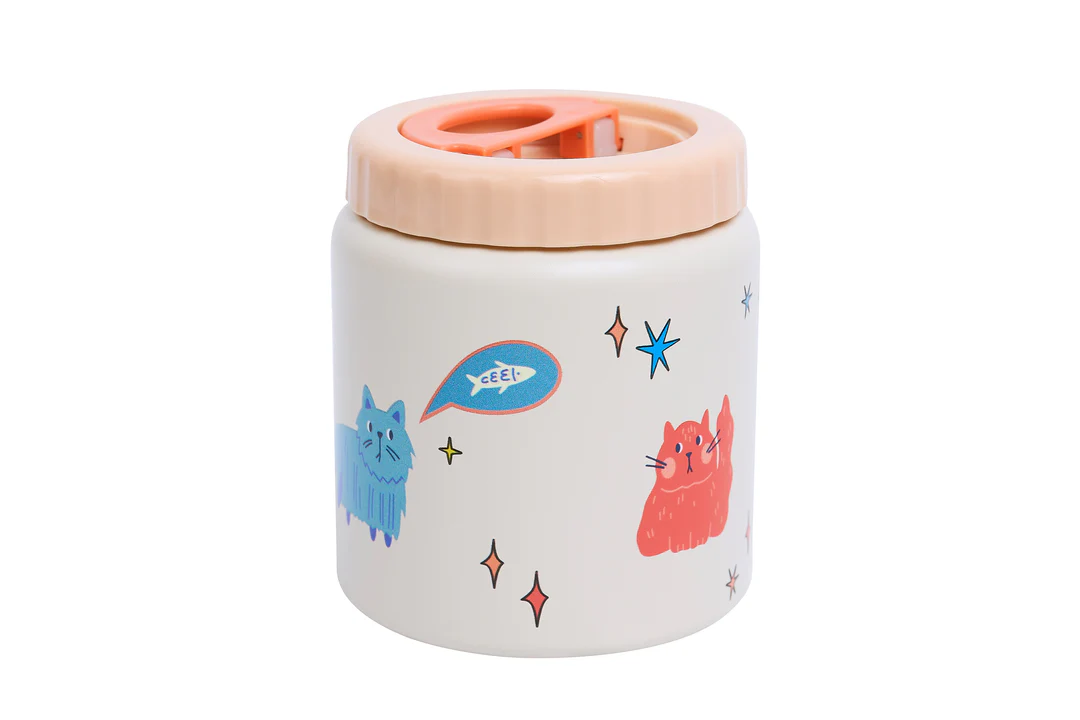 Termos obiadowy The Cotton Cloud – 500 ml, utrzymuje ciepło do 6 h, idealny do szkoły i przedszkola, wzór: kotki