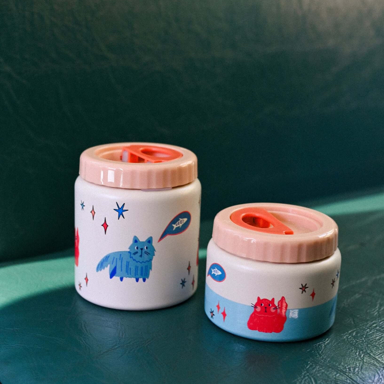 Termos obiadowy The Cotton Cloud – 500 ml, utrzymuje ciepło do 6 h, idealny do szkoły i przedszkola, wzór: kotki