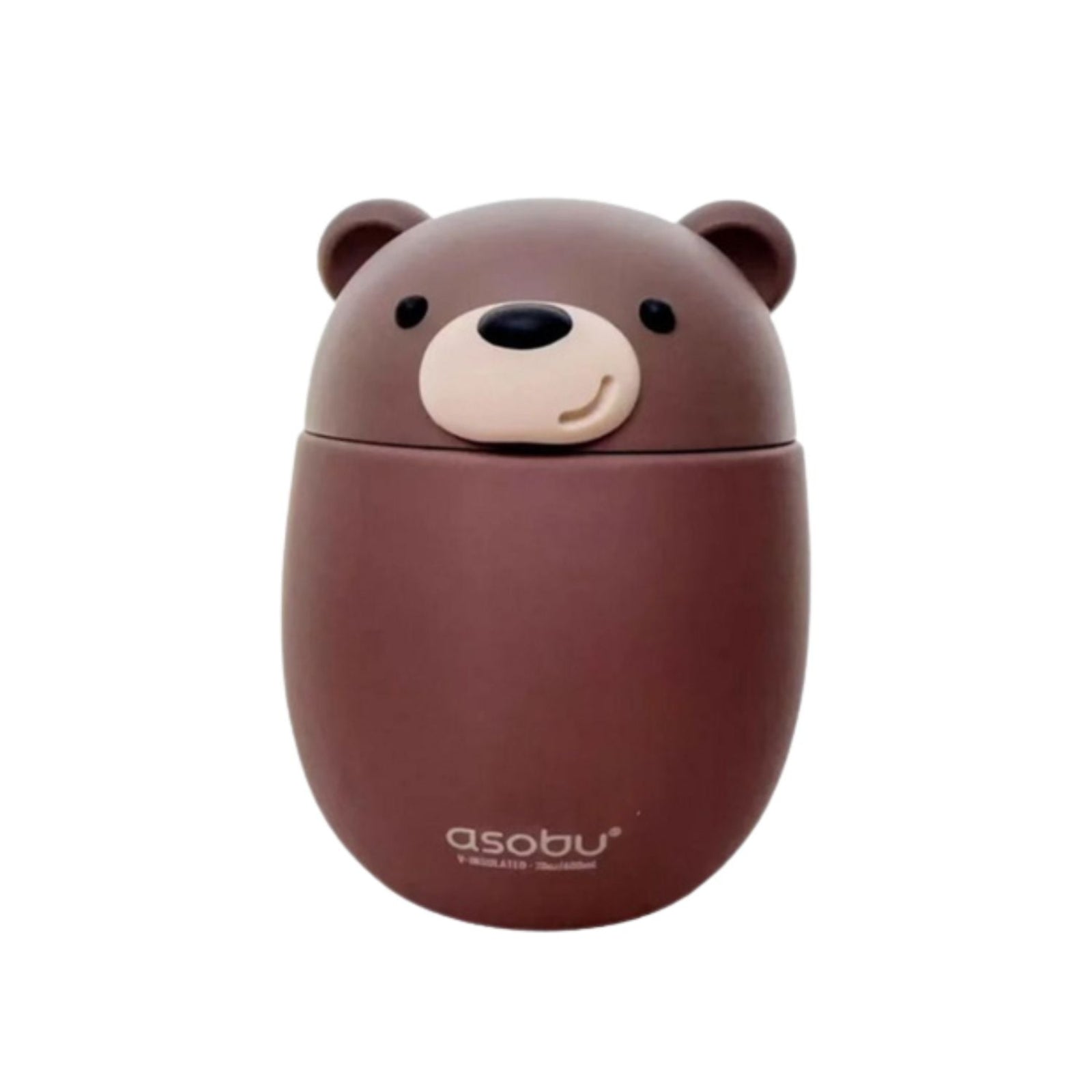 Asobu Bestie Foodie Brown Bear - termos obiadowy dla dzieci, 300 ml, stal nierdzewna, ergonomiczny kształt, odporny na zarysowania, zabawny kształt niedźwiedzia, kolor: brązowy