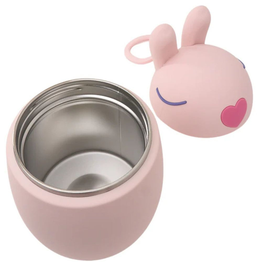 Asobu Bestie Foodie Bunny- termos obiadowy dla dzieci, 300 ml, stal nierdzewna, ergonomiczny kształt, odporny na zarysowania, zabawny kształt królika, kolor: różowy